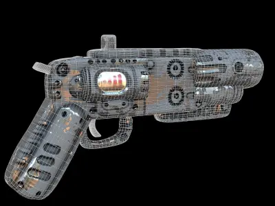 Gun scifi 3d model scifi Low-poly Low-poly 3D model Low-poly 3D model