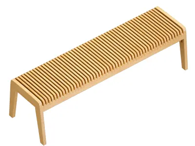 Parametric wooden bench 3D model