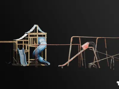 Post Apocalyptic Playground Equipment VOL 2 Low-poly 3D model