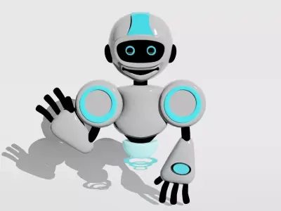 3D robot waving in air Low-poly 3D model
