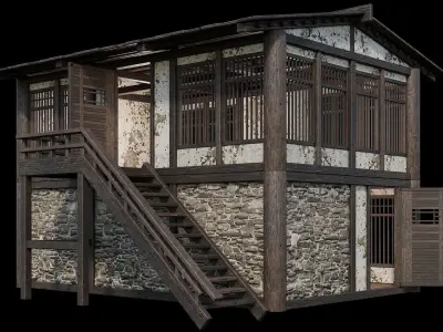 Medieval Houses 32- 4K Textures Game Ready Low-poly 3D model