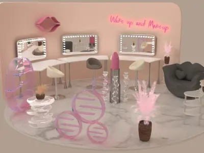 Makeup booth Low-poly 3D model
