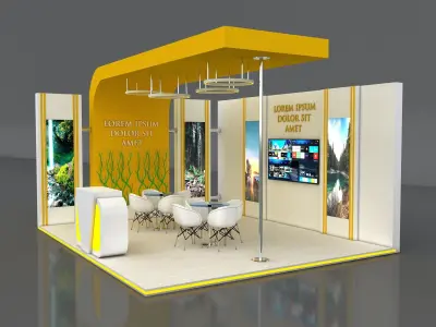 Booth Exhibition Stand Stall 6x5m Height 300 cm 2 Side Open 3D model
