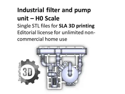  Industrial Filter and Pump Unit - H0 Scale 3D print model