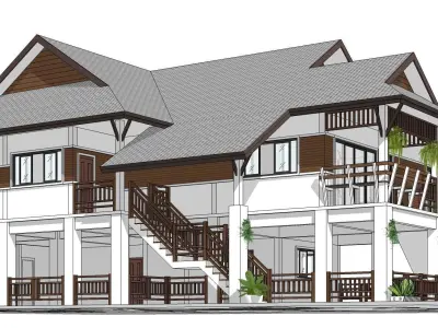 P187-Sketchup 1008 house architecture 3D model
