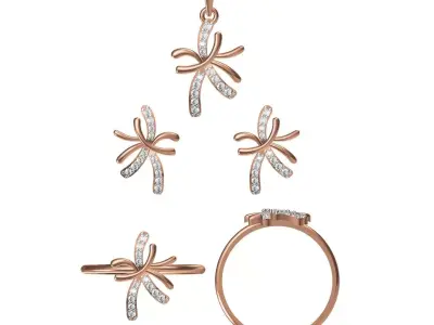 Light wt Ring Earrings Pendant set 3dm stl 1-render details 3D print model 18
