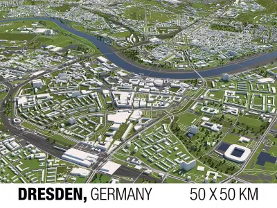 Dresden Germany 50x50km 3D City Map 3D model