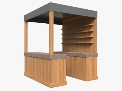 Booth Stand Kiosk with Roof 02 3D model