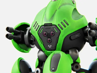 BATTLE DROID GREENGEM   RIGGED 3D model