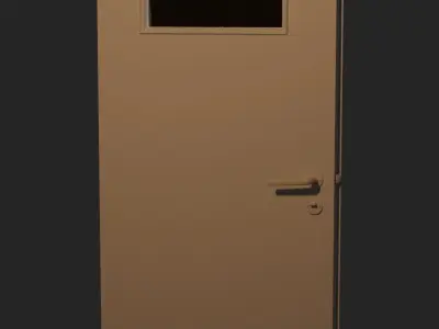 White bathroom door with a glass pane Free low-poly 3D model