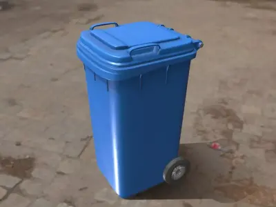 Plastic Waste Bin Blue 240 Liters 1075x515x582 Low-poly 3D model