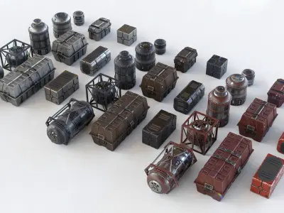 Star Wars Crates and Barrels 33 Variants - 3D Asset Kit PBR Low-poly 3D model