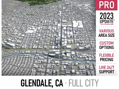 Glendale - 3D City Model Low-poly 3D model