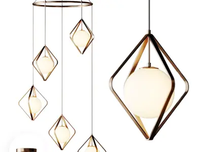 Simple Metallic Multi Light Pendant 3D model