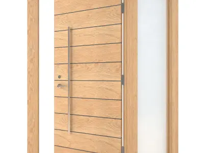 Door-105 wooden door with glass panels 3D model