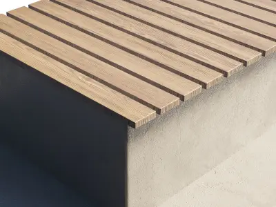 Urban Environment Urban Furniture Green Benches Plants Low-poly 3D model