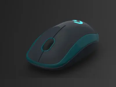 Mouse 3D computer with lights Free 3D model