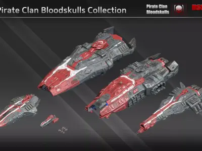 Pirate Clan Bloodskulls Spaceship Collection 3D Model Pack