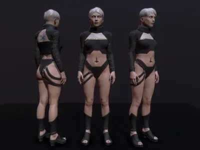Cyberpunk Girl Low-poly 3D model