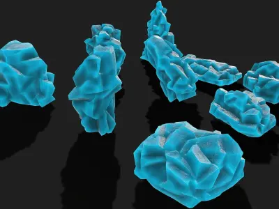 Mountain ice Rocks - PBR Pack 12 Low-poly 3D model