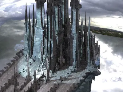 Sci-Fi City winter Energy Plant center kit bash 3D model