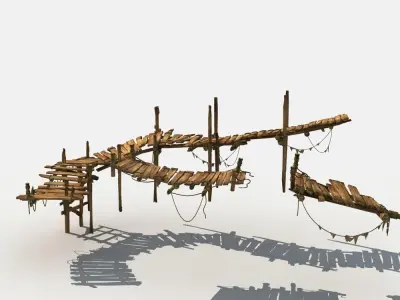 Old Wooden Bridge 02 3D model