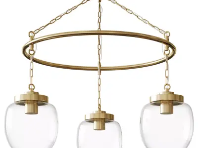 OTERSKEN Pendant lamp with 3 lights clear glass 3D model