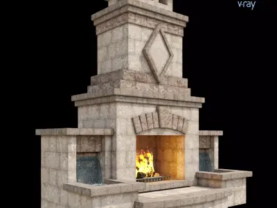 Outdoor Fireplace 001 3D model