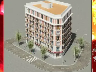 Building apartment in city 3D model