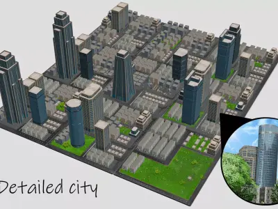 Fully Detailed City Low-poly 3D model