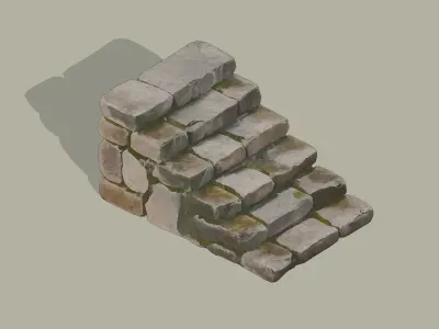 Stone staircase Low-poly 3D model order