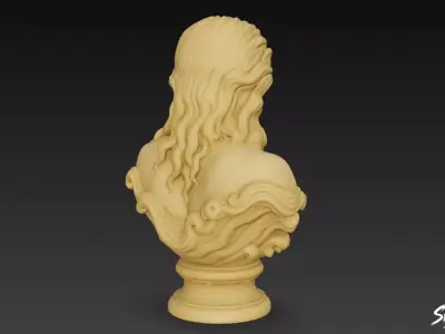 Greek God Poseidon Bust Low-poly 3D model