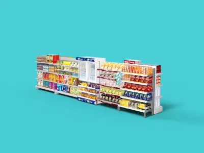 Supermarket Shelves Large Collection Low-poly 3D model