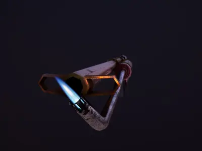 Flamethrower fire extinguisher Low-poly 3D model