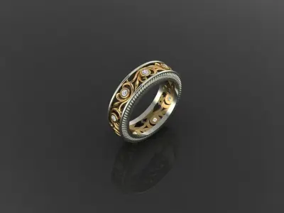 Elegant Women Ring with Floral Pattern Delicate Jewelry Design 3D print model