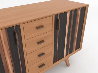 Mid-Century Modern Sideboard 120 Oslo Low-poly 3D model