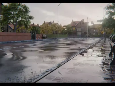 European Suburban Street Scene 3D model