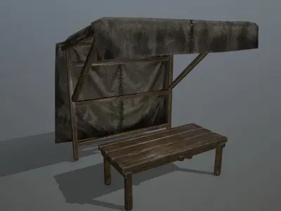 market  bench Low-poly 3D model