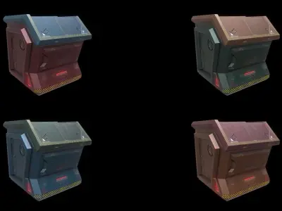 Scifi Crate Openable Door Low-poly 3D model