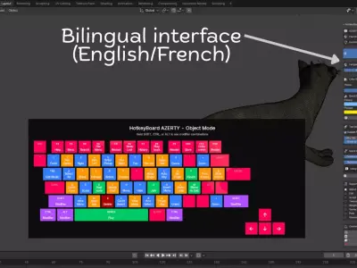 French Keyboard Shortcuts in Blender HotkeyBoard AZERTY Addon 3D model