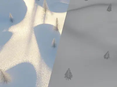 Hilly Snow Landscape Scene in Blender 3D model