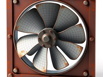 Rusty Industrial Exhaust Fan Low-poly 3D model