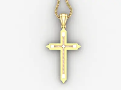 High Cross Pendant Light Gold 18K 4CP082 3D print model