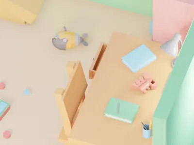 Kids Room includes lighting setup Low-poly 3D model