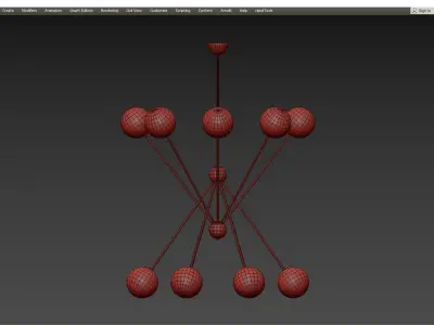 SCARLETT chandelier with balls hanging from brass rods Low-poly 3D model