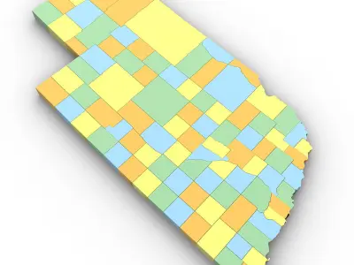 Nebraska Political Map 3D model