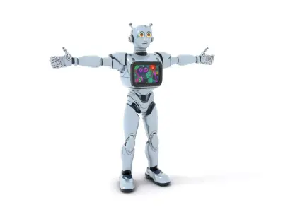 Silver Retro Robot model pack Low-poly 3D model