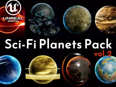Sci-Fi Planets Pack vol 2 Low-poly 3D model