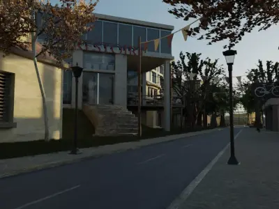 Small Town located Somewhere in the middle of Nowhere Low-poly 3D model