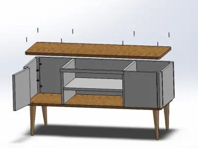 TV stand 2 white doors type Hansel Scandinavian brand 3D model